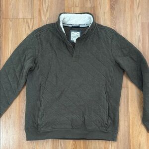 Men's Olive Green Quilted Pullover